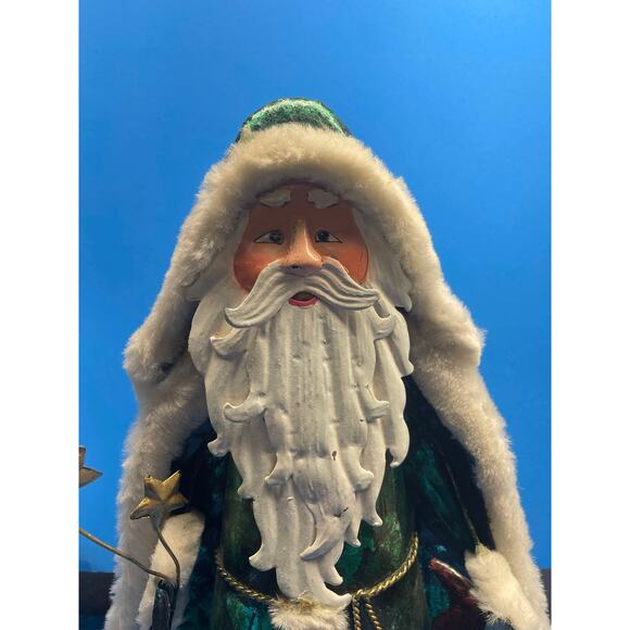 20 inch Vinatge Metal Christmas Figurine Decor Set of 2 Father Time Santa - Picture 11 of 13